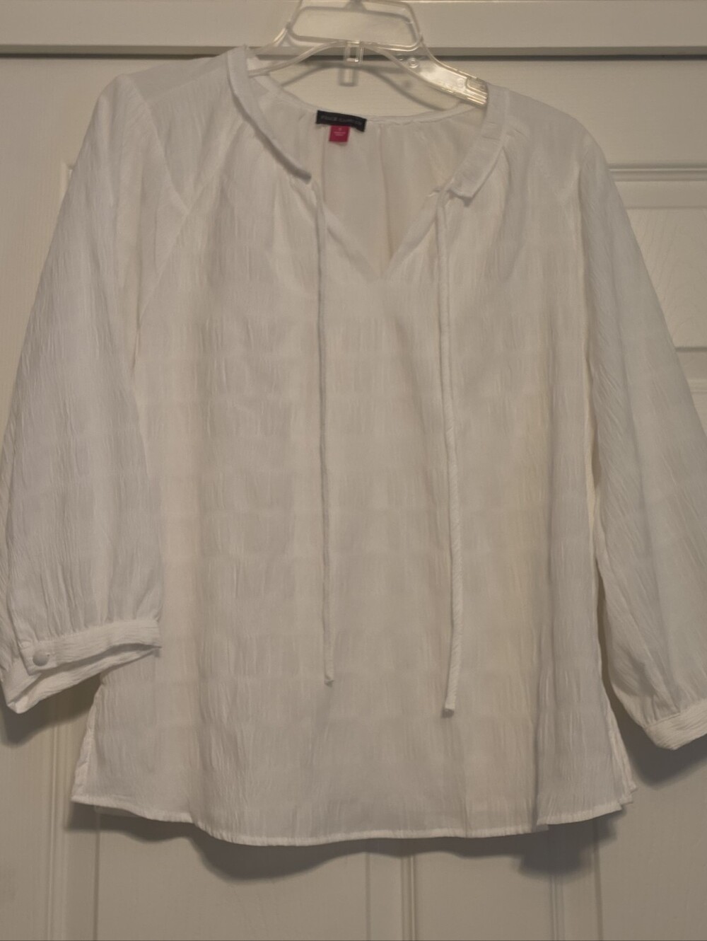 Vince Camuto White Peasant Tie-Neck Blouse
